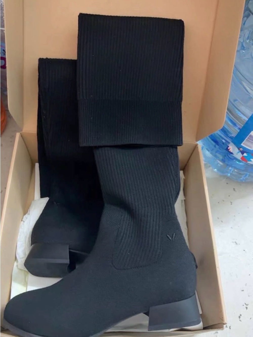 Vivaia black knitted over knee boots 37 Brand new no box